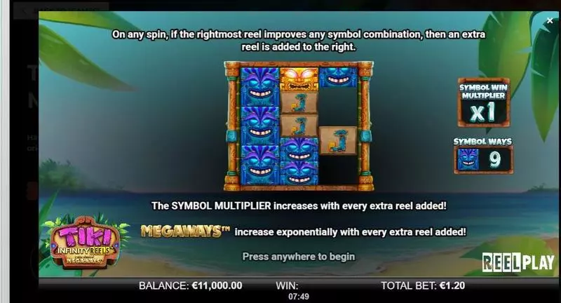 Tiki Infinity Reels X Megaways ReelPlay Slots - Info and Rules