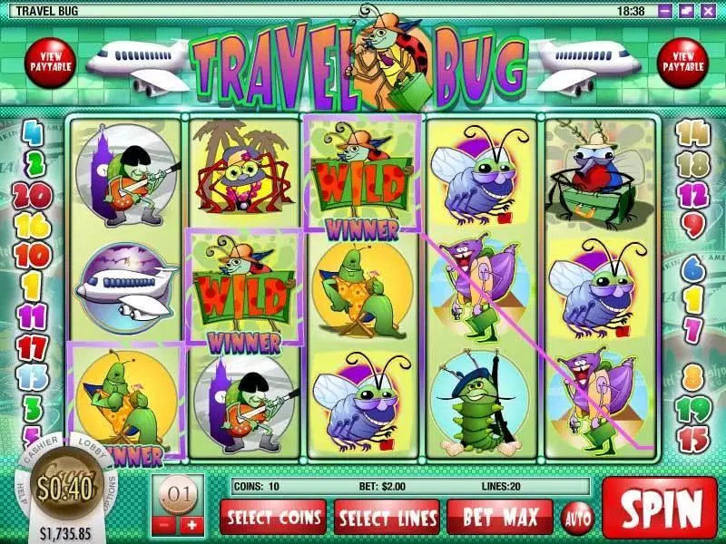 Travel Bug Rival Slots - Main Screen Reels