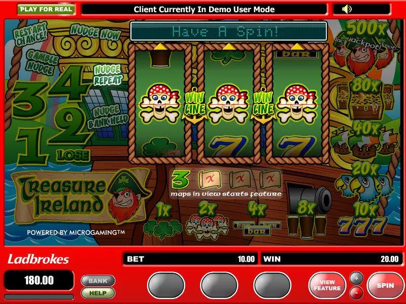 Treasure Ireland Microgaming Slots - Main Screen Reels
