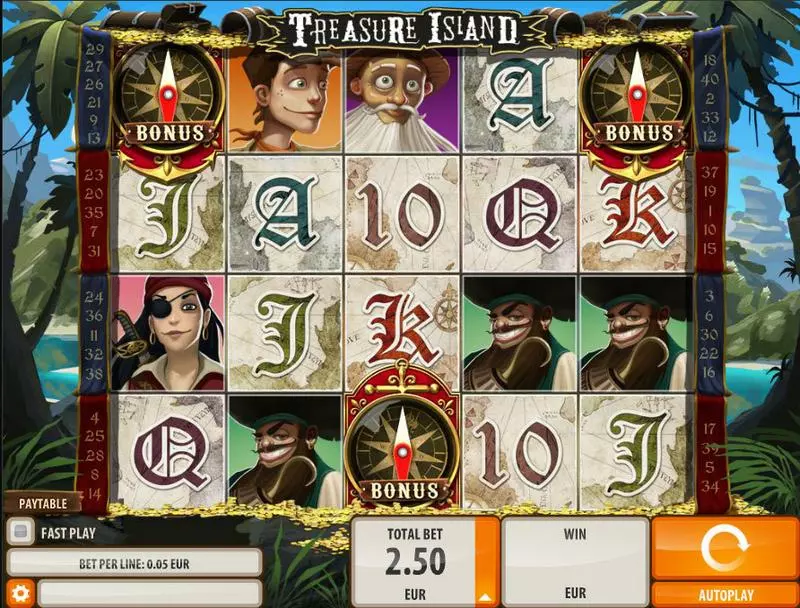 Treasure Island Quickspin Slots - Main Screen Reels