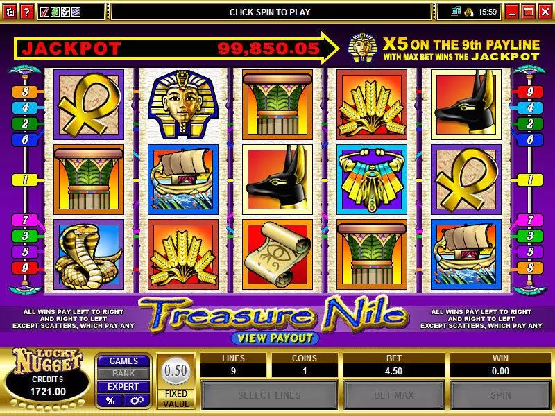 Treasure Nile Microgaming Slots - Main Screen Reels