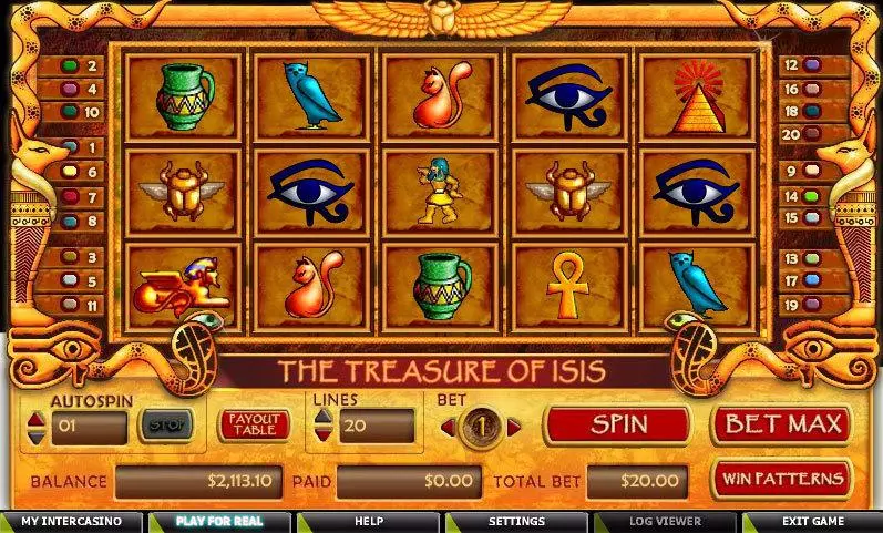 Treasure of Isis CryptoLogic Slots - Main Screen Reels