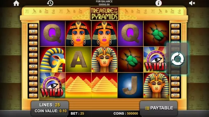 Treasure of the Pyramids 1x2 Gaming Slots - Main Screen Reels