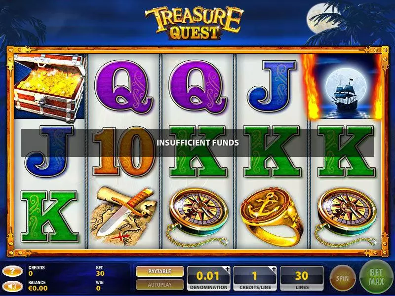 Treasure Quest GTECH Slots - Main Screen Reels