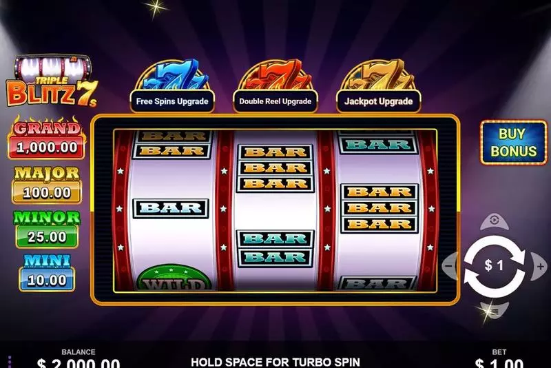 Triple Blitz 7s Wizard Games Slots - Main Screen Reels