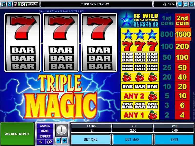 Triple Magic Microgaming Slots - Main Screen Reels