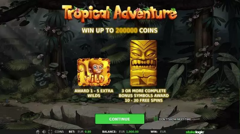 Tropical Adventure StakeLogic Slots - Free Spins Feature