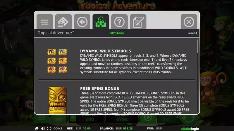 Tropical Adventure StakeLogic Slots - Info and Rules