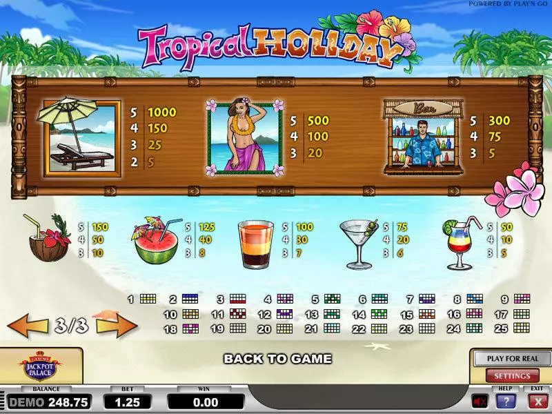 Tropical Holiday Play'n GO Slots - Info and Rules