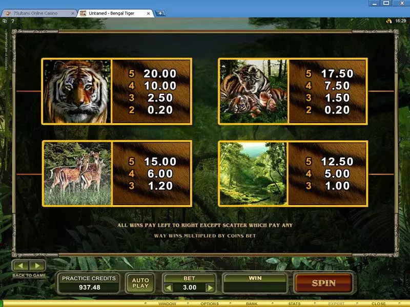 Untamed - Bengal Tiger Microgaming Slots - Info and Rules