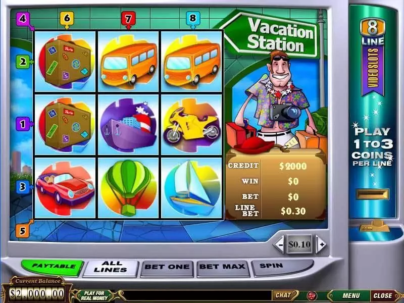 Vacation Station PlayTech Slots - Main Screen Reels