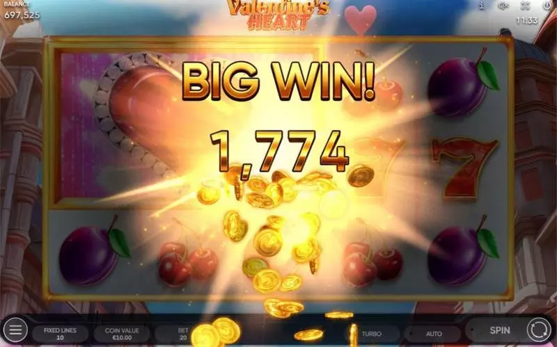 Valentine's Heart Endorphina Slots - Winning Screenshot