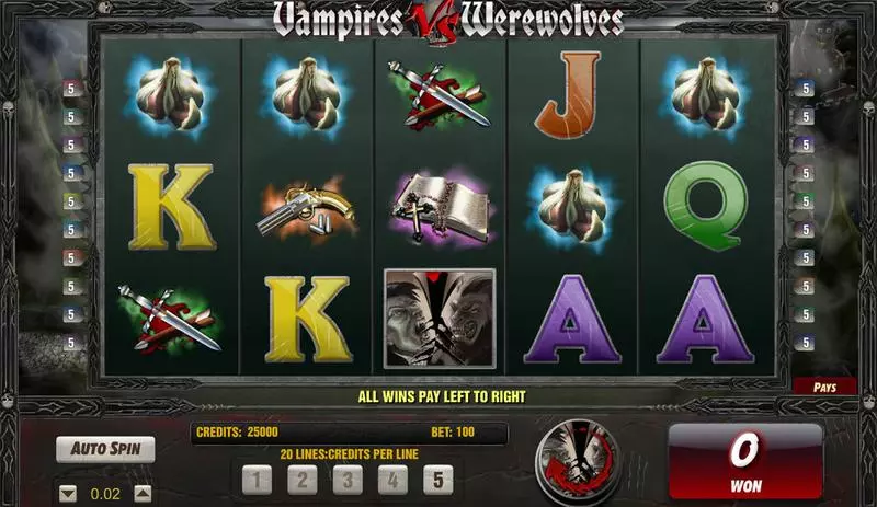 Vampires vs Werewolves Amaya Slots - Main Screen Reels
