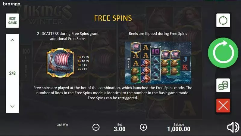 Vikings Winter Booongo Slots - Free Spins Feature