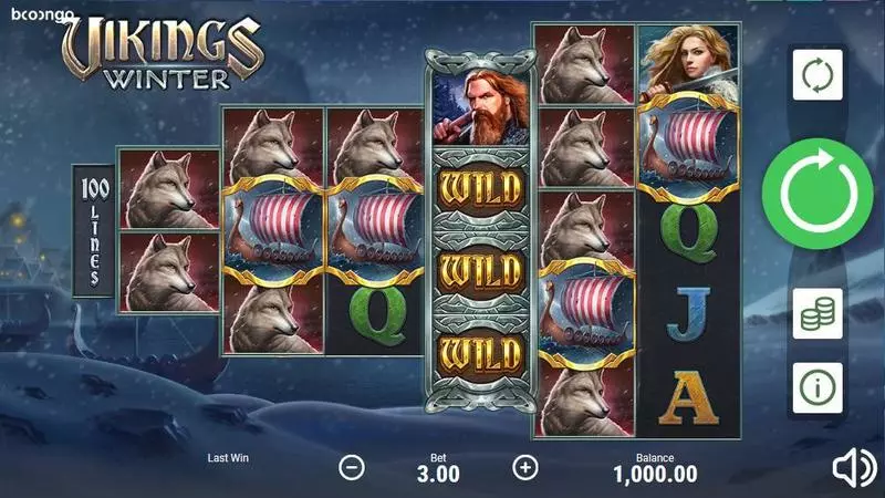 Vikings Winter Booongo Slots - Main Screen Reels
