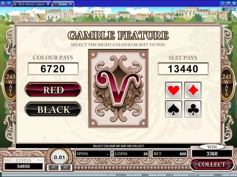 Voila Microgaming Slots - Gamble Screen