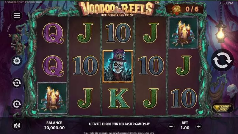 Voodoo Reels Unlimited Free Spins StakeLogic Slots - Main Screen Reels