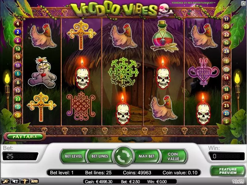 Voodoo Vibes NetEnt Slots - Main Screen Reels