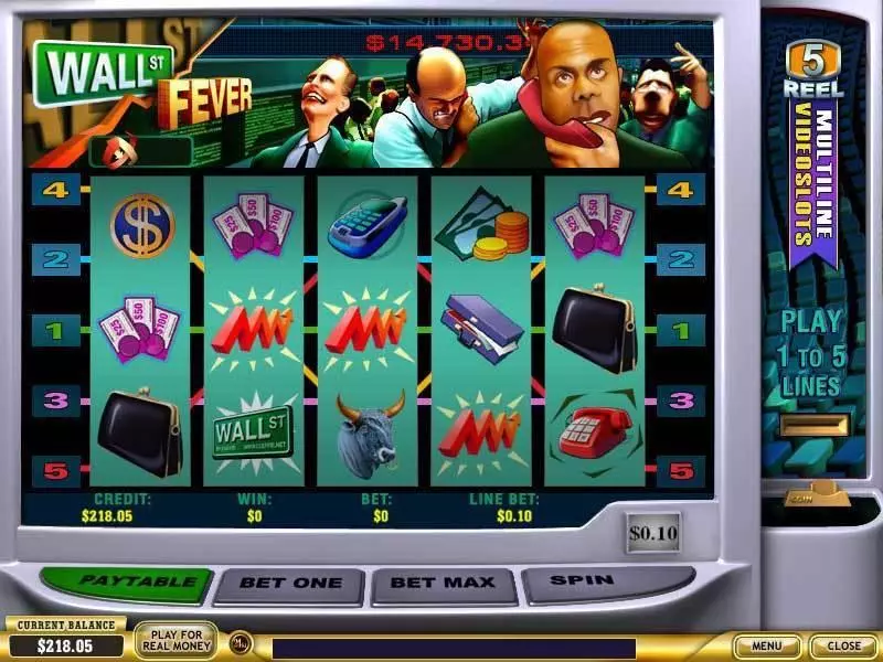 Wall st Fever 5 Line PlayTech Slots - Main Screen Reels