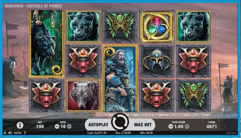 Warlords: Crystals of Power NetEnt Slots - Main Screen Reels