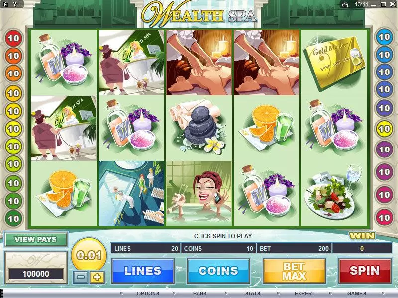 Wealth Spa Microgaming Slots - Main Screen Reels