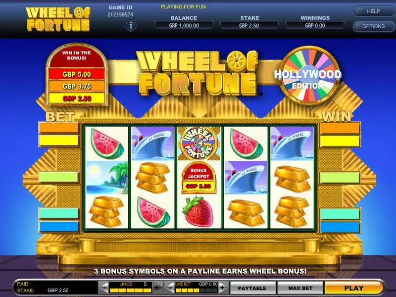 Wheel of Fortune Hollywood Edition IGT Slots - Main Screen Reels