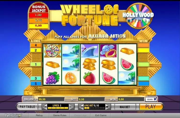 Wheel of Fortune IGT Slots - Main Screen Reels