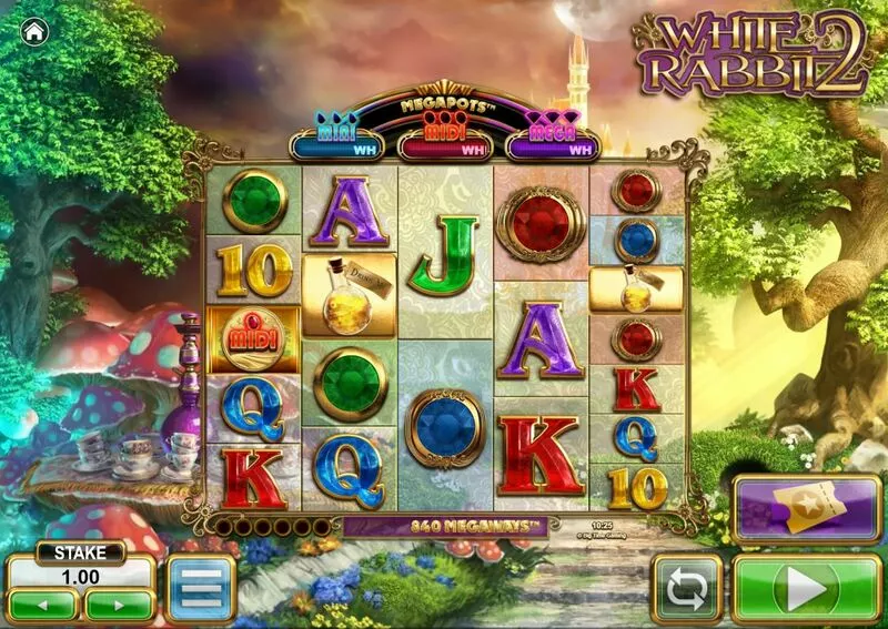 White Rabbit 2 Big Time Gaming Slots - Main Screen Reels