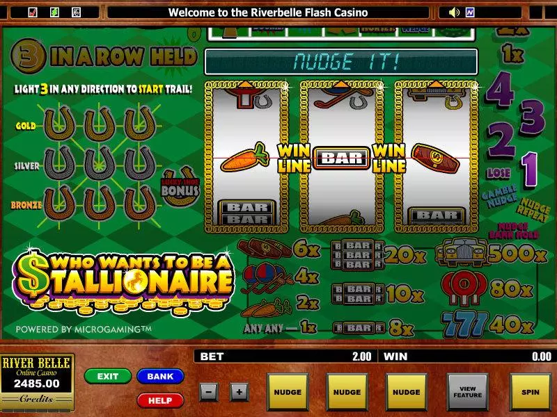 Who want's to be a Stallionaire Microgaming Slots - Main Screen Reels