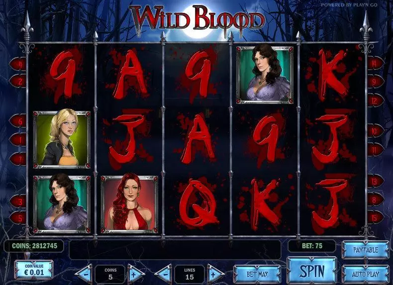 Wild Blood Play'n GO Slots - Main Screen Reels