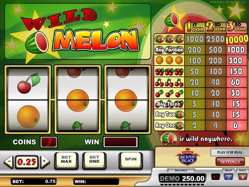 Wild Melon Play'n GO Slots - Main Screen Reels