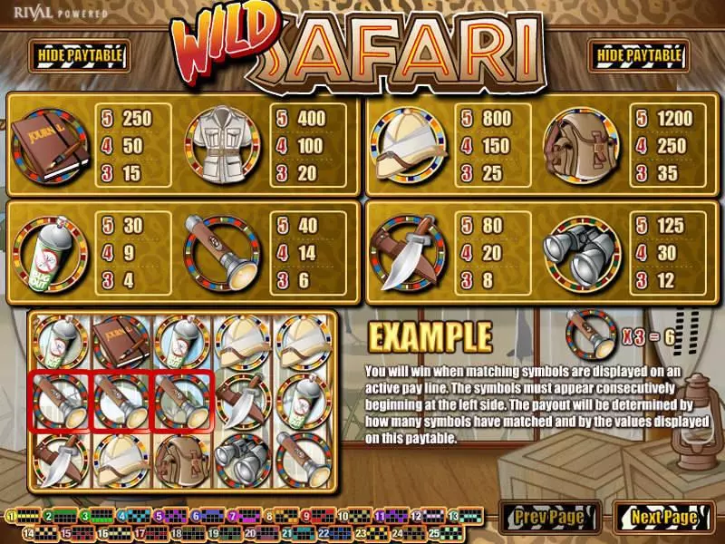 Wild Safari Rival Slots - Info and Rules