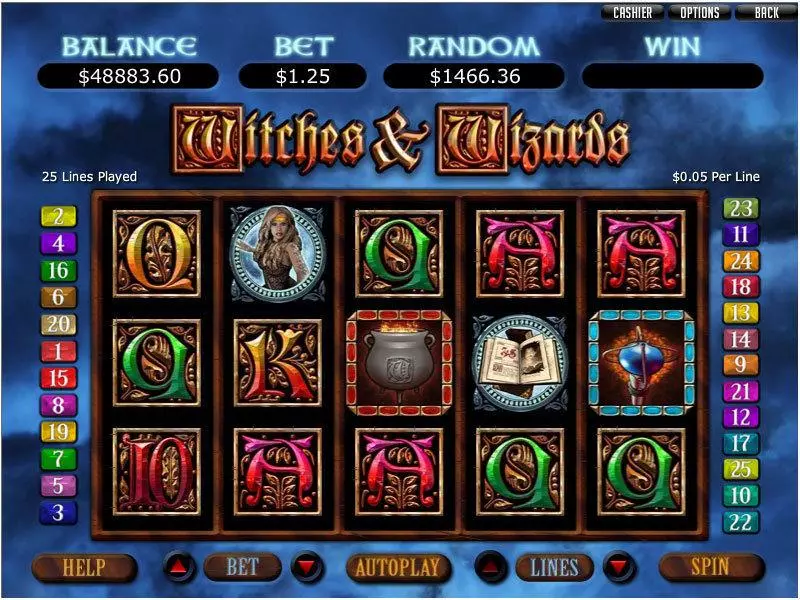Witches and Wizards RTG Slots - Main Screen Reels