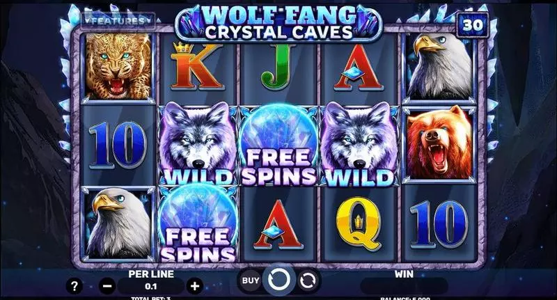 Wolf Fang – Crystal Caves Spinomenal Slots - Main Screen Reels