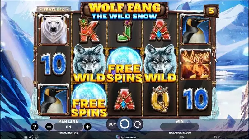 Wolf Fang – Supermoon Spinomenal Slots - Main Screen Reels