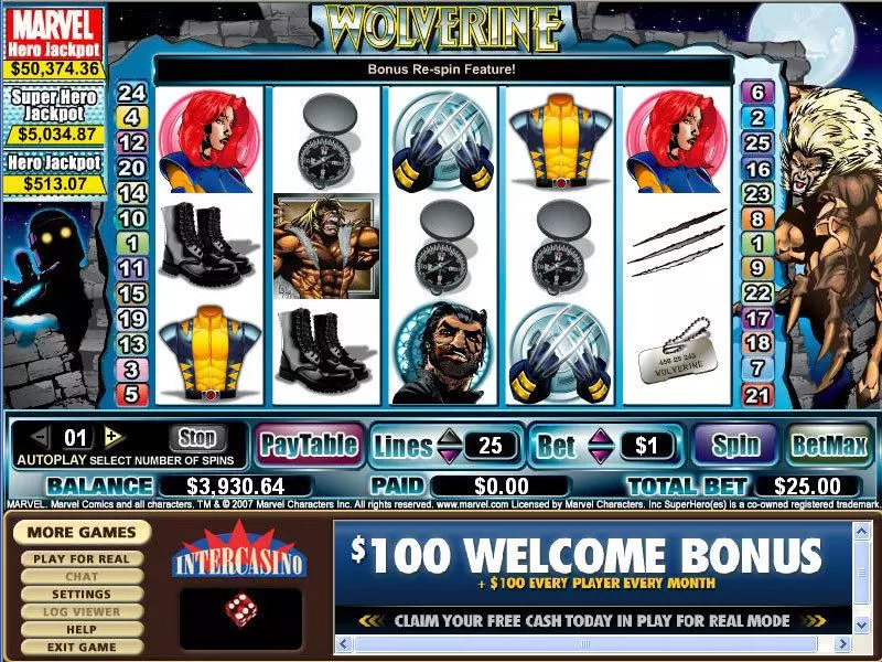 Wolverine CryptoLogic Slots - Main Screen Reels
