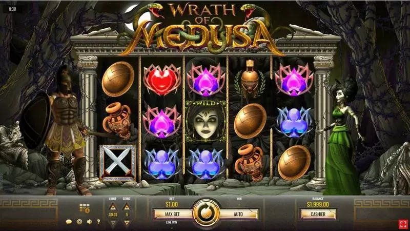 Wrath of Medusa Rival Slots - Main Screen Reels