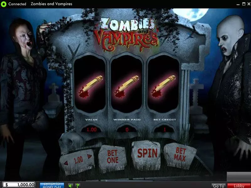 Zombies and Vampires 888 Slots - Main Screen Reels