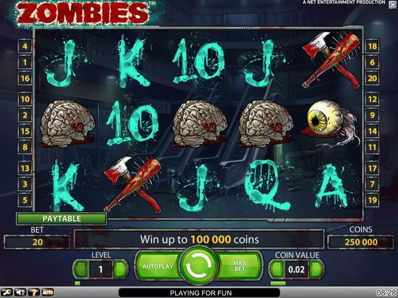 Zombies NetEnt Slots - Main Screen Reels