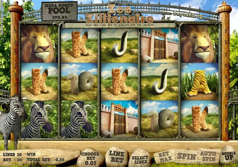 Zoo Zillionaire Sheriff Gaming Slots - Main Screen Reels